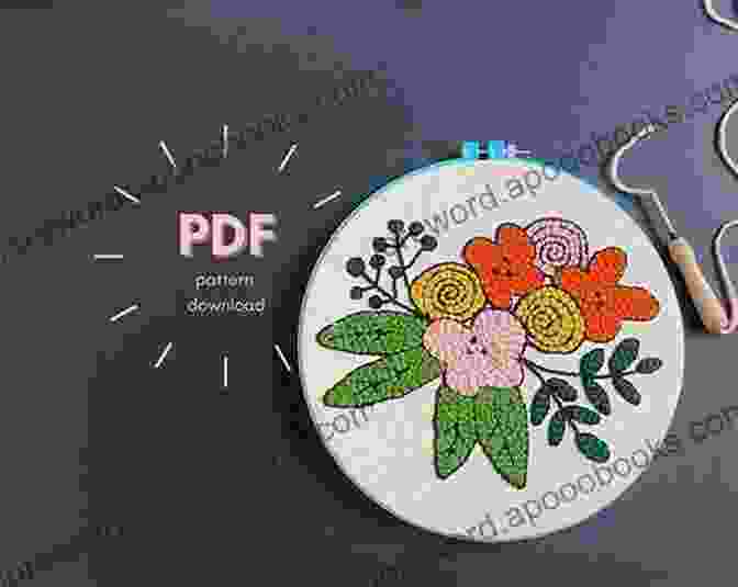 A Close Up Of A Vibrant Punch Needle Artwork Featuring A Floral Design. How To Learn Punch Needle: Amazing Punch Needle Patterns That Perfect : Everything About Punch Needle