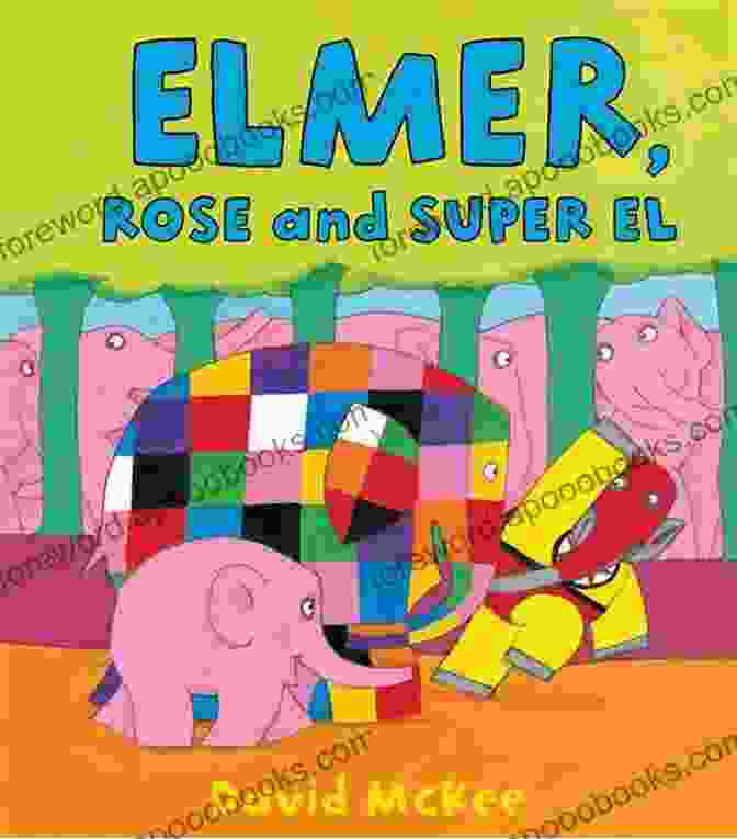 Elmer And Super El, The Elephant And The Blue Super Elephant, Standing Side By Side With Elmer In Front Of Super El. Elmer And Super El David McKee