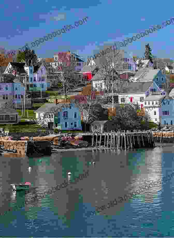 Group Of People Gathered On A Pier In Deer Isle, Maine, Laughing And Talking. Deer Isle And Stonington Marques Vickers