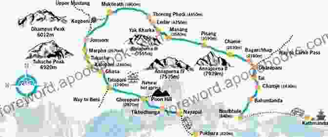 Map Of The Annapurna Circuit, Showing The Different Trekking Routes Annapurna Sanctuary And Circuit Marques Vickers