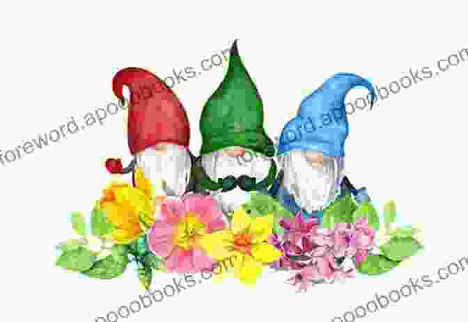 Spring Gnomes Frolicking Among Blooming Flowers. Year Round Gnomes Elisa Sartori